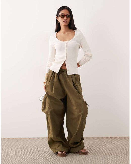 ASOS Natural Cotton Blend Wide Scoop Cardigan