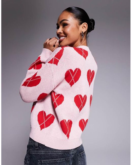 River Island Red Argyle Cardigan