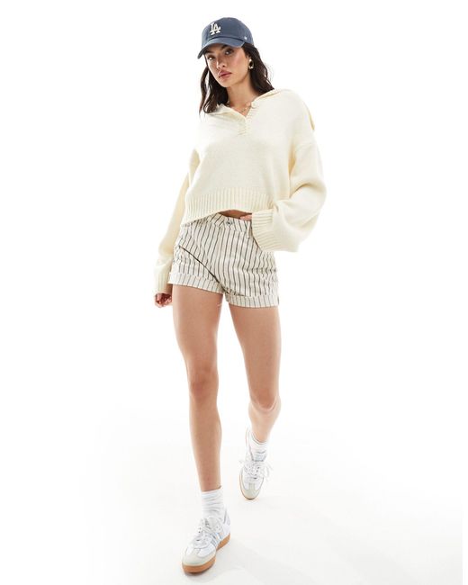 ASOS White Jumper With Button Collar