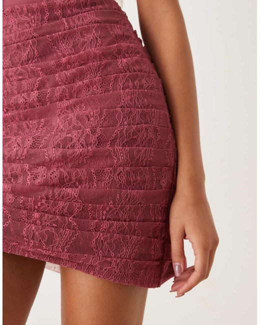 LACE & BEADS Red Heart Corset Lace Mini Dress
