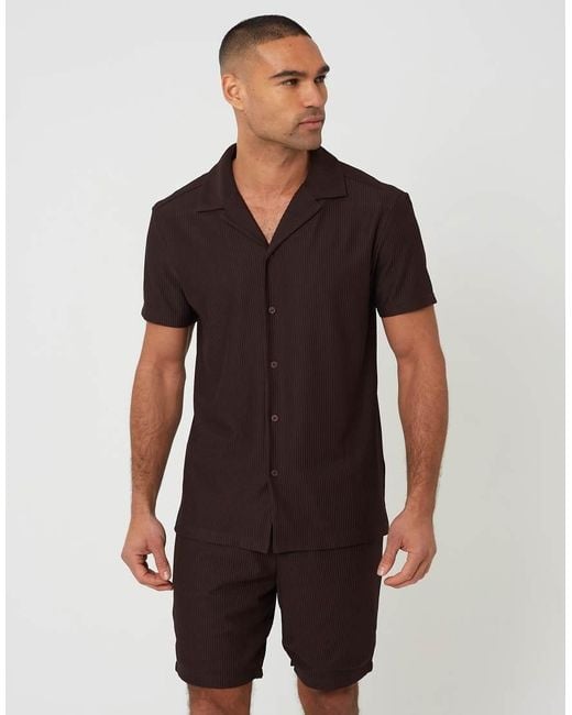 Brave Soul Brown Revere Collar Shirt for men