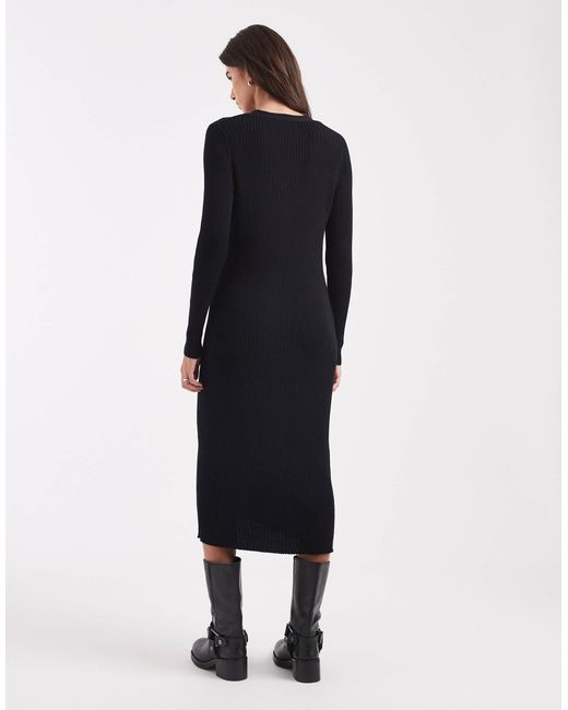 Threadbare Black – maxi-strickkleid