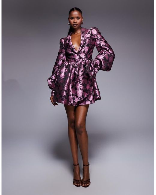 ASOS Purple Jacquard Shirt Skater Dress