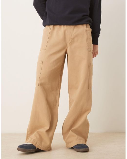 ASOS Brown Super baggy Twill Cargo Trousers for men