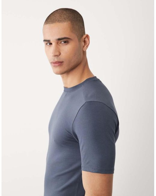 River Island Blue Muscle Fit T-shirt for men