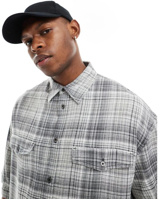 Weekday Gray Bruce Oversized Check Shirt for men