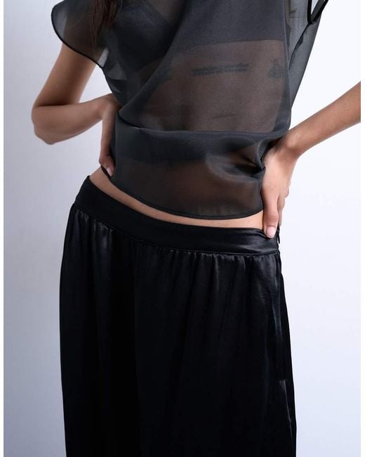 TOPSHOP Black Satin Cargo Balloon Trouser