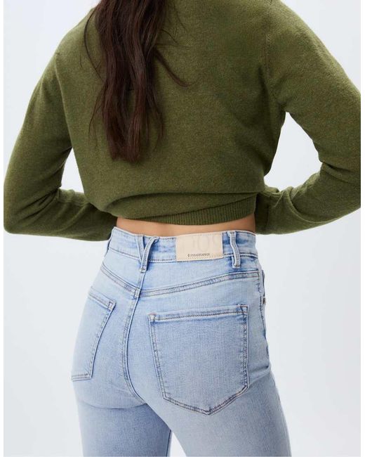 Stradivarius Blue D09 Skinny Super High-waist Jeans