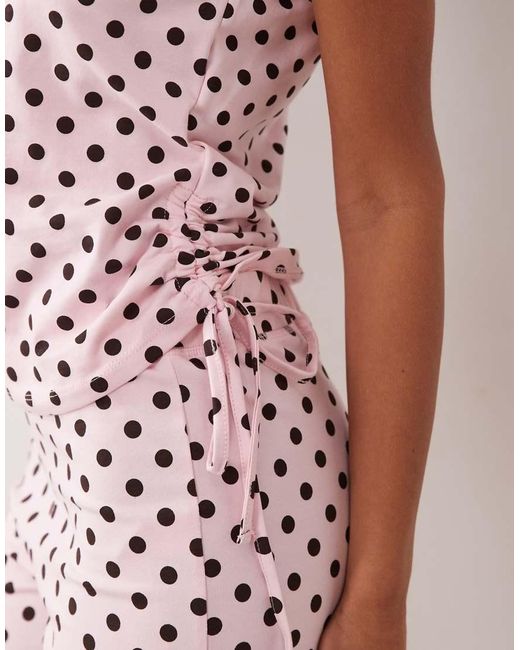 ASOS Pink Polka Dot Boat Neck Tie Side Top