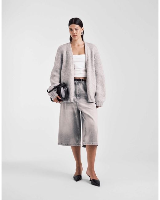 ASOS Gray Chunky Oversized Edge To Edge Cardigan