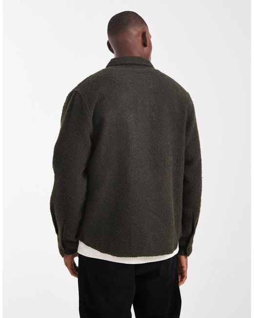 ASOS Gray Boucle Overshirt for men