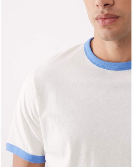ASOS Blue Regular Fit T-shirt With Contrast Ringer for men