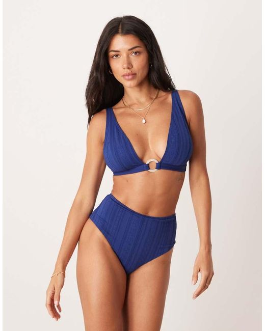 Peek & Beau Blue Broderie Halterneck Bikini Top