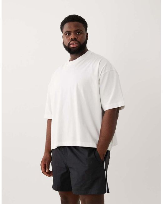 ASOS White Wide Mid Length Elasticated Nylon Short With Piping Styling for men