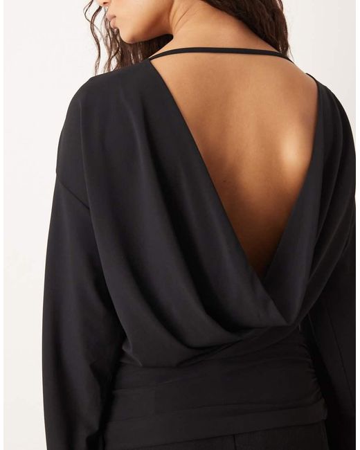 Gina Tricot Black Draped Back Blouse