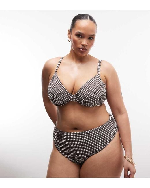 Collusion Gray Plus Seersucker Gingham High Waist Bikini Bottom