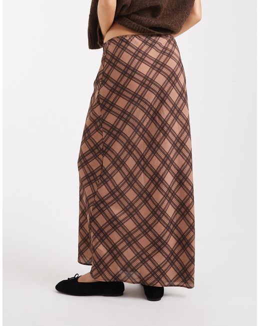 ASOS Brown Satin Midi Skirt
