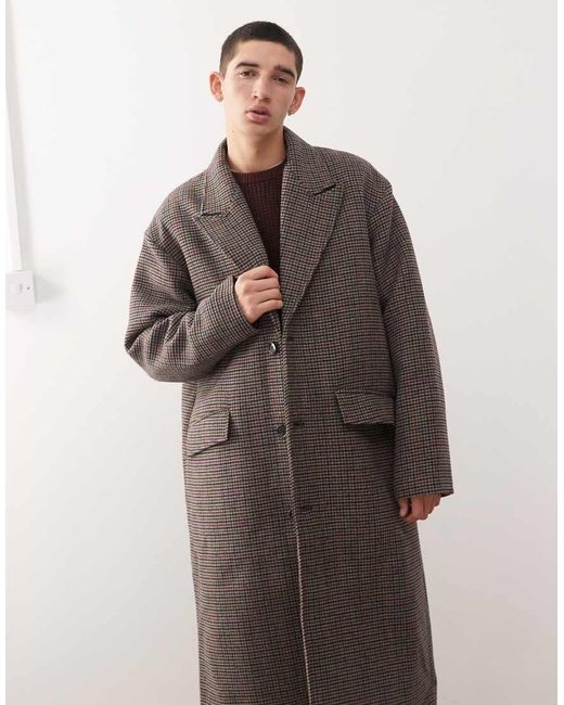 Abrigo Negro Y Beis A Cuadros De Mezcla De Lana De Weekday de hombre de color Black