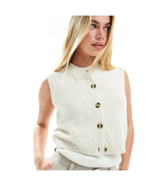 ASOS White Knit Textured Boucle Vest