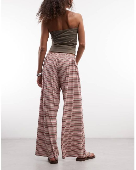 Monki Pink Wide Leg Pull-on Pants