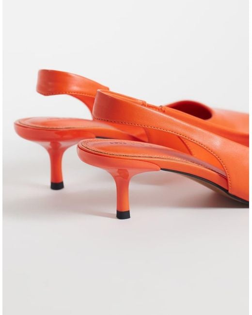ASOS Orange Signature Kitten Heeled Shoes