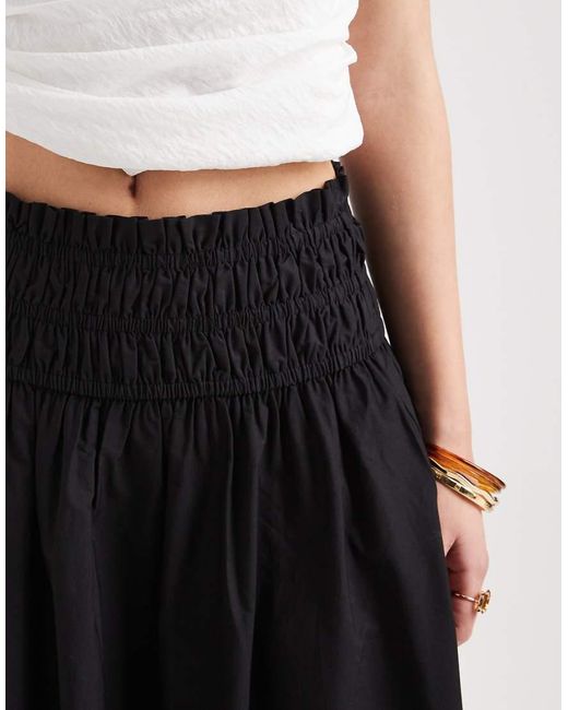 ASOS White Shirred Waist Detail Maxi Skirt