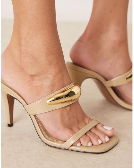 Novie - mules à talon haut et finition fantaisie - beige ASOS en coloris Natural