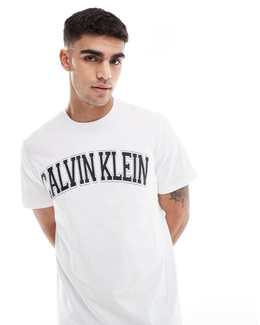 Calvin Klein White Varsity Logo T-shirt for men