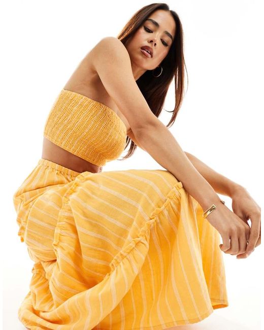 Wednesday's Girl Yellow Stripe Maxi Skirt Co-ord