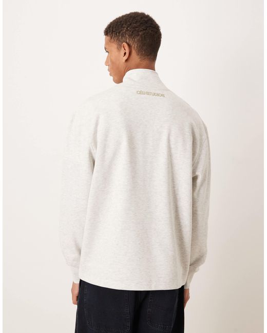 Sweat décontracté avec col zippé et imprimé ton sur ton effet bombé - chiné ASOS pour homme en coloris White