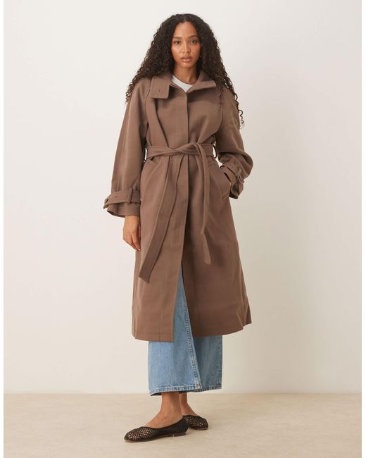 Trench-coat long habillé à col cheminée - champignon ASOS en coloris Natural