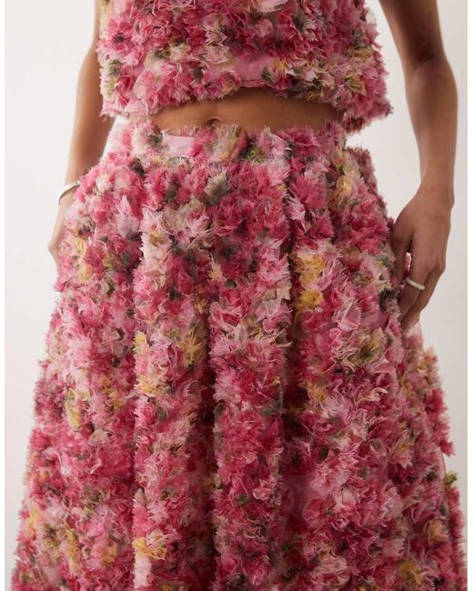 Sister Jane Pink Dream Floral Tulle Midi Skirt