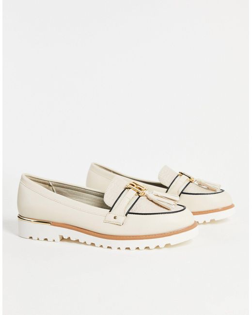 River Island Multicolor – cremefarbene loafer mit quasten und logo