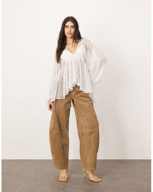 Blouse oversize en dentelle délicate et transparente - clair ARRANGE en coloris White