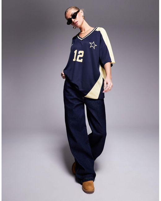 Kaiia Blue Sport – oversize-fußball-t-shirt