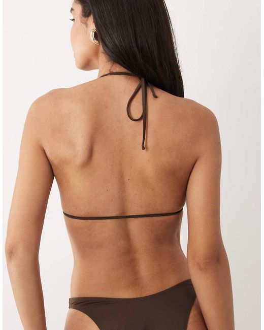 ASOS Natural Maya Laguna High Apex Tie Front Bikini Top