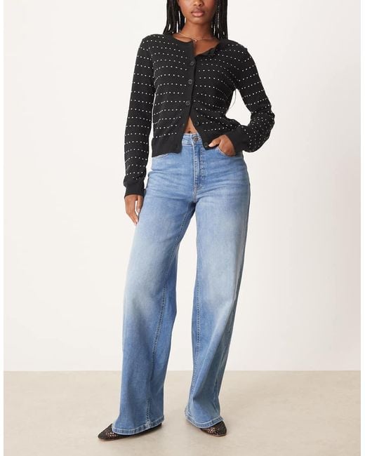 Jdy Jeans Met Wijde Pijpen En Hoge Taille in het Blue