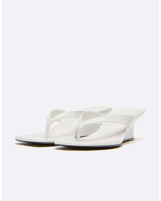 Stradivarius White Thong Wedge Sandals