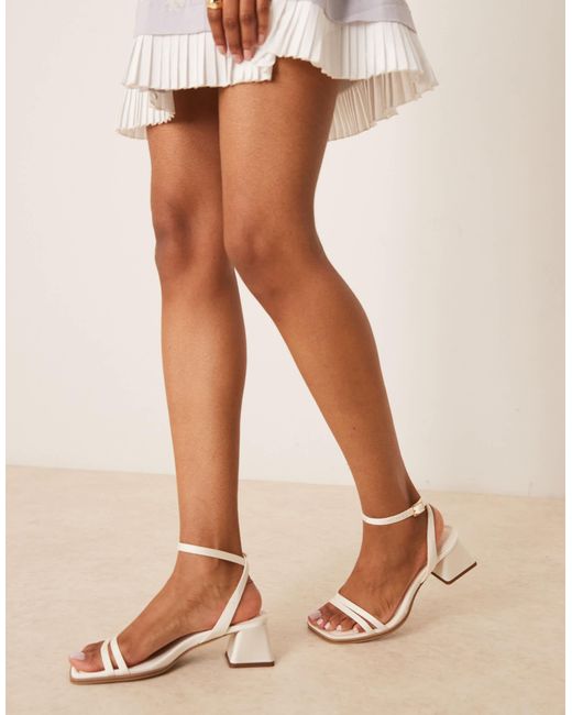 ASOS Natural Honeydew Mid Block Heeled Sandals