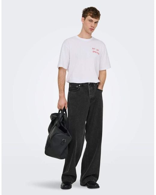 Only & Sons White Wide-Fit Jeans for men