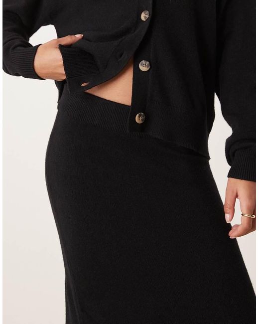 Vila Black Knitted Midi Skirt Co-ord
