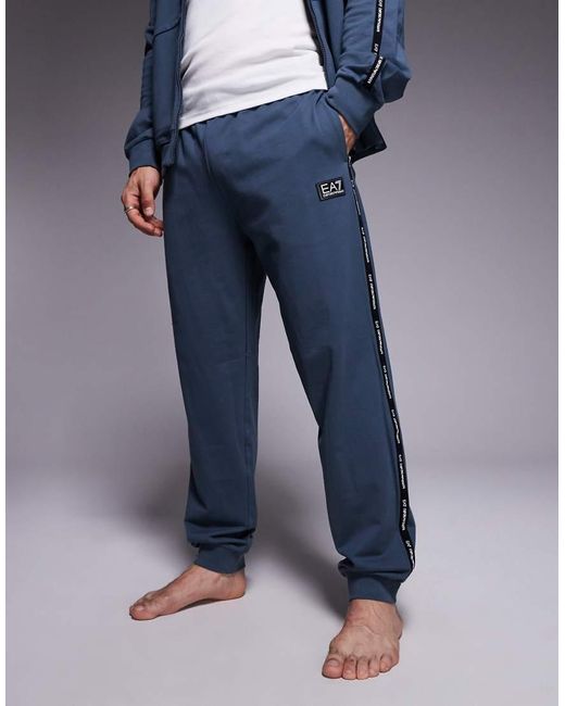 EA7 Blue Armani Cuffed joggers Co-ord With Logo Tape Detail for men