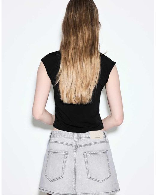 Stradivarius Black D62 Denim Skort