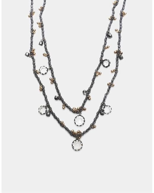 Stradivarius White Beaded Necklace