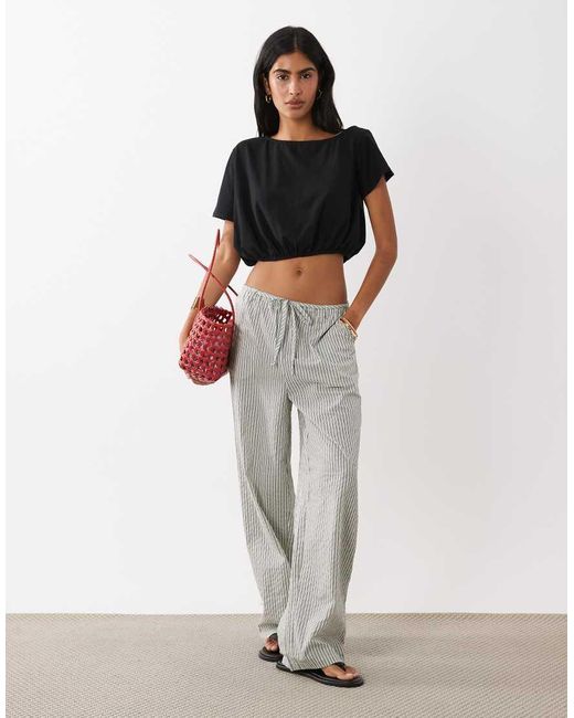 ASOS Black Off Shoulder Bubble Hem Top