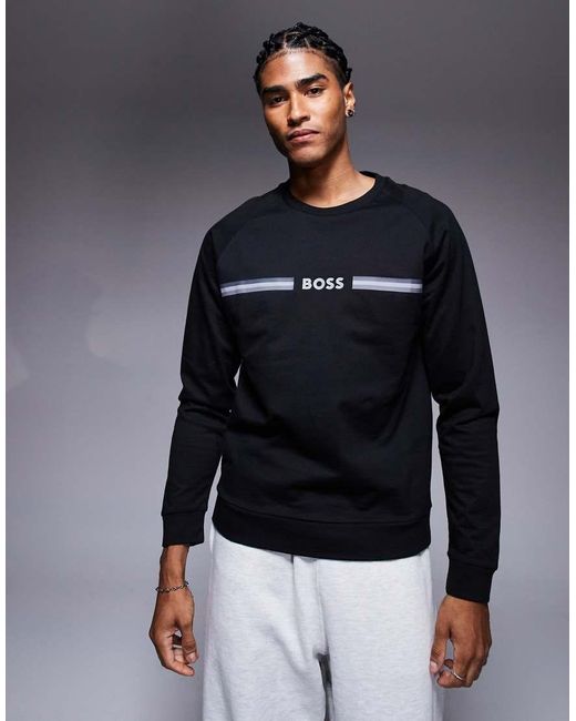Sudadera Negra De Corte Estándar Con Logo De Raya Authentic De Boss de hombre de color Blue