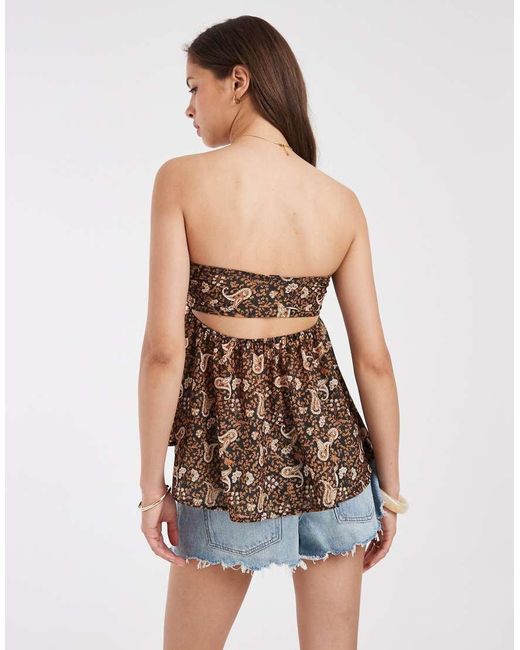 Free People Blue Malia Boho Paisley Bandeau Top