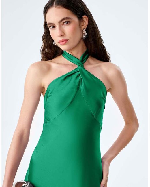 OMNES Green Dresses Arles Halterneck Satin Maxi Dress