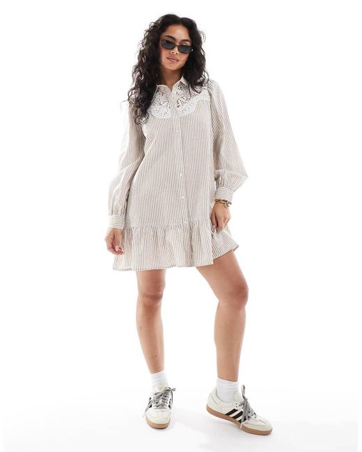 Miss Selfridge White Embroidered Detail Shirt Dress