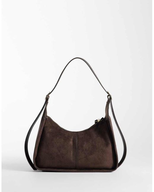 ASOS White Faux Suede Belted Strap Shoulder Bag